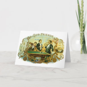 Tarjeta Arte de etiqueta de cigarro vintage, Club Friends 