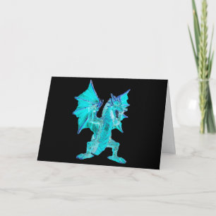 Tarjeta Arte de fantasía de dragón de agua azul personaliz