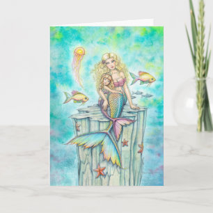 Tarjeta Arte de fantasía de Sirena y Hija por Molly Harris