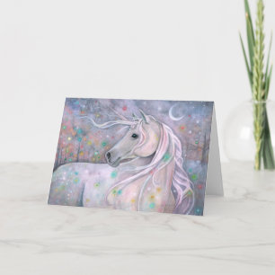 Tarjeta Arte de fantasía en acuarela de unicornio "Luces C