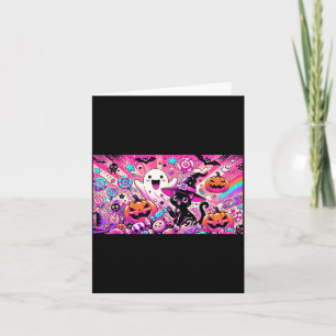 Tarjeta Arte de fantasma y gato negro kawaii lindo de Hall
