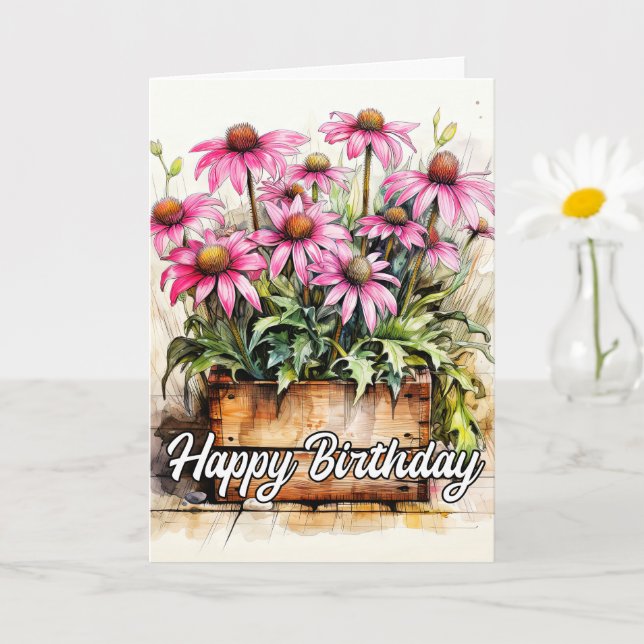 Tarjeta Arte de Flor de Aster Frescamente Cosechada (Planta pequeña)