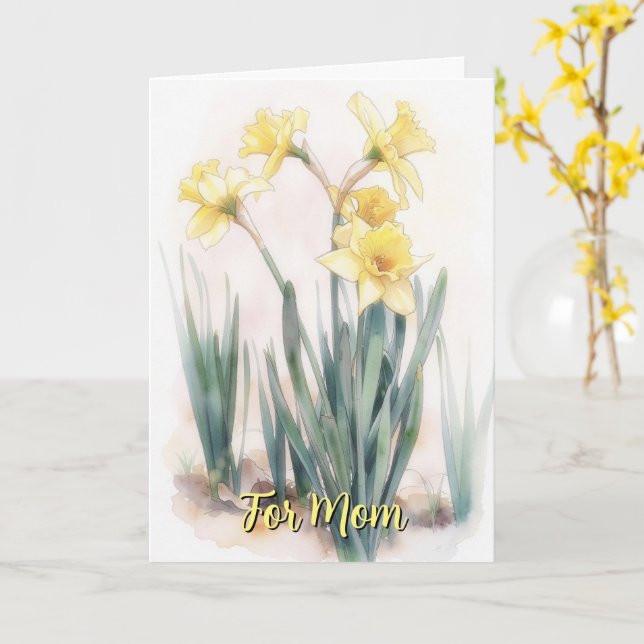 Tarjeta Arte de Flor de Narciso Amarillo Día de la Madre (flor amarilla)