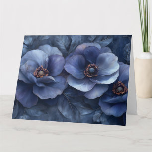 Tarjeta Arte de flores azules elegantes con detalles intri