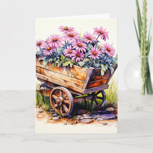 Tarjeta Arte de flores de aster recién cosechado (Anverso)