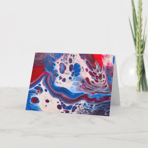 Tarjeta Arte de fluido acrílico azul rojo