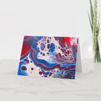 Tarjeta Arte de fluido acrílico azul rojo