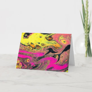Tarjeta Arte de fluido agudo amarillo rosado negro salvaje