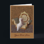 Tarjeta Arte de foto de cachorro maltés personalizado<br><div class="desc">Tarjeta de arte de foto de adorable cachorrito maltés blanco parado en una silla ornamentada. Reemplace su texto e imagen en las plantillas, o elimínelos para obtener una tarjeta en blanco. Haga clic en Personalizar para cambiar el tamaño, el estilo y el color de la fuente, y para ajustar su...</div>