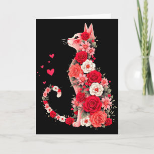 Tarjeta Arte de gato floral lindo para dueños de gatos y S