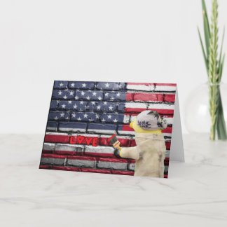 Tarjeta Arte de grafiti en pared de Amor a Estados Unidos.