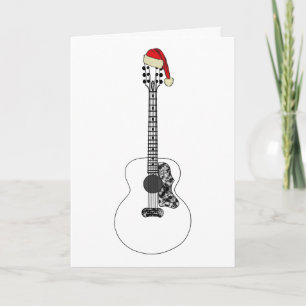 Tarjeta Arte de Guitarra Acústica de Navidad Música Divert