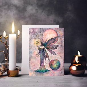Tarjeta Arte de Hada de Luna de Ópalo de Fuego por Molly H
