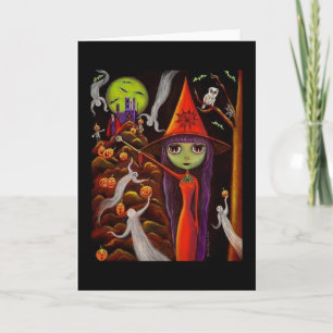 Tarjeta Arte de Halloween del búho de las calabazas de los