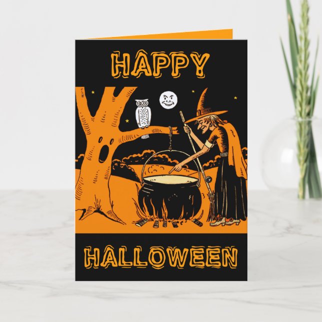 Tarjeta Arte de Halloween vintage (Anverso)