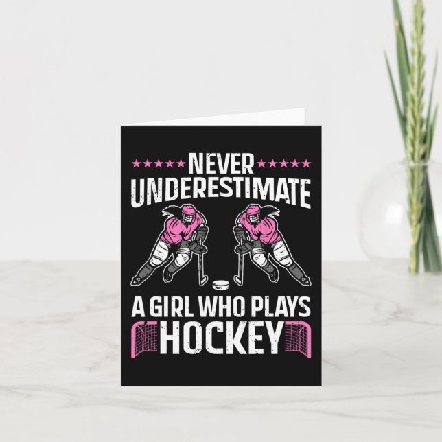 Tarjeta Arte De Hockey Divertido Para Chicas Jugadora De H (Anverso)