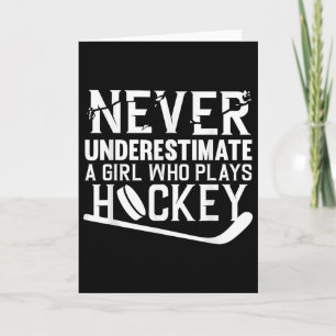Tarjeta Arte de Hockey Divertido para Chicas Mujeres Hocke