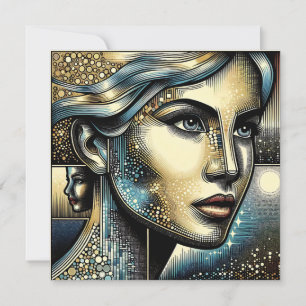 Tarjeta Arte de IA abstracto Rostro de mujer