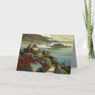 Tarjeta Arte de ilustración de viaje vintage de Suiza