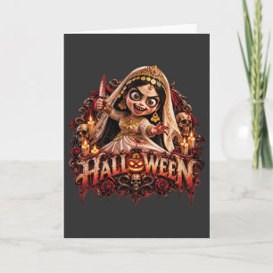 Tarjeta Arte de impresión de la novia zombie espeluznante 