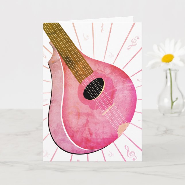 Tarjeta Arte de instrumentos musicales Rosa Bouzouki (Planta pequeña)