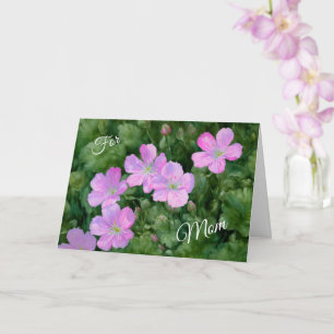 Tarjeta Arte de jardín de flores rosadas bonitas para el d