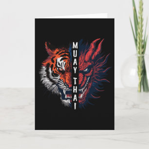 Tarjeta Arte de Kickboxing Muay Thai Cabeza de Dragón y Ti