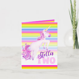 Tarjeta Arte de la acuarela de Unicornio y arco iris en se