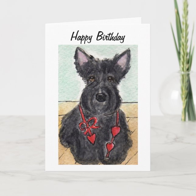 Tarjeta Arte de la carta de cumpleaños Scottie dog Scottis (Anverso)