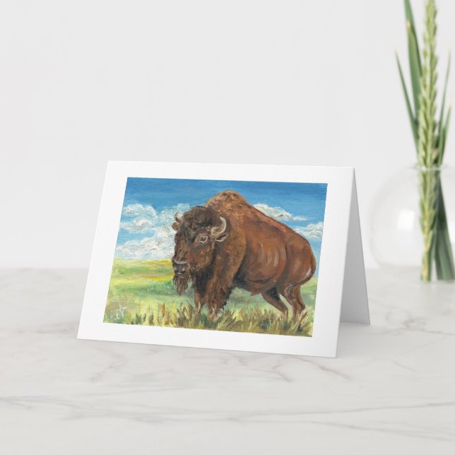Tarjeta Arte de la fauna del bisonte americano del búfalo (Anverso)
