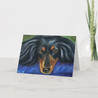 Tarjeta Arte de la raza del perro del Dachshund - Hallie