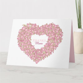 Tarjeta Arte de la tinta de ramo de corazón rosa del tulip