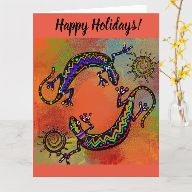 TARJETA ARTE DE LAGARTO SUDOESTE    (flor amarilla)