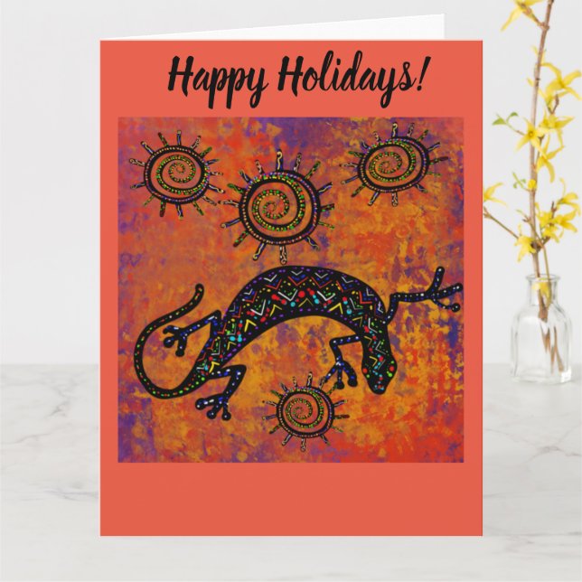 TARJETA ARTE DE LAGARTO SURESTE    (flor amarilla)