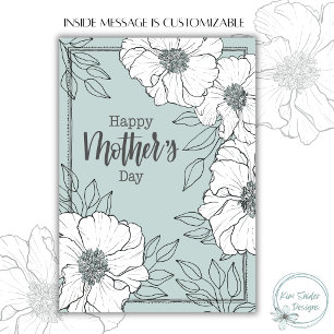 Tarjeta Arte de línea botánico "Feliz día de las madres" e