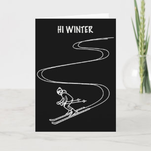 Tarjeta Arte de línea de esquí de vacaciones de invierno N