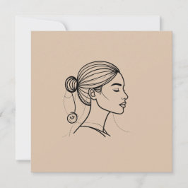 Tarjeta Arte de línea de mujer elegante