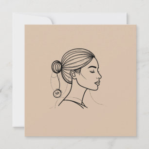 Tarjeta Arte de línea de mujer elegante