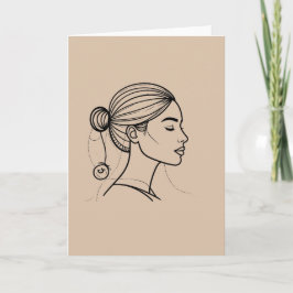 Tarjeta Arte de línea de mujer elegante