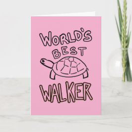 Tarjeta Arte de línea de tortuga caminante del mundo minim