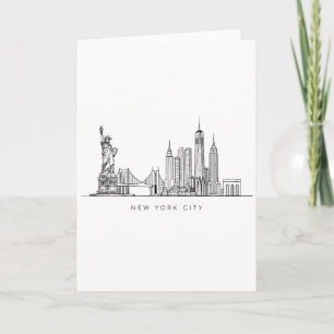 Tarjeta Arte de línea del horizonte minimalista de la ciud