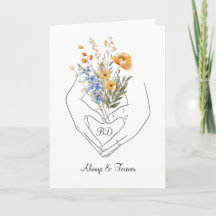 Arte de línea floral de manos de corazón de pareja