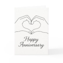 Arte de línea minimalista manos corazón feliz aniv