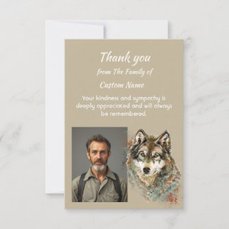 Tarjeta Arte de lobo de acuarela de agradecimiento simpatí