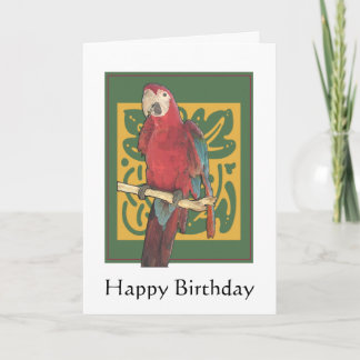 Tarjeta Arte de loro de cumpleaños feliz
