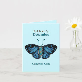 Tarjeta Arte de Mariposa Común de Turquesa de Diciembre