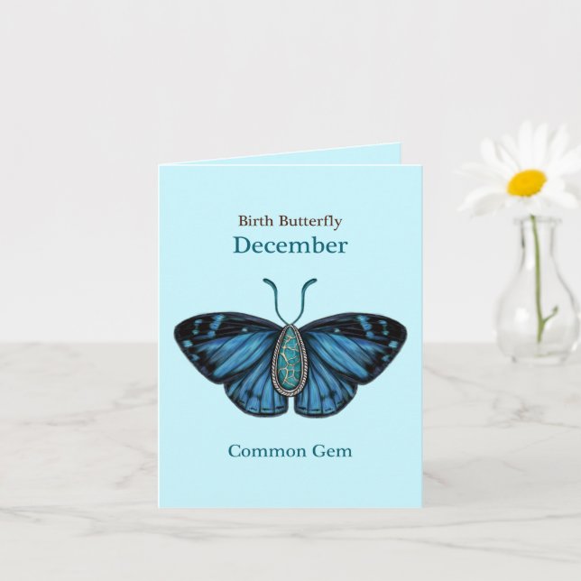 Tarjeta Arte de Mariposa Común de Turquesa de Diciembre (Planta pequeña)