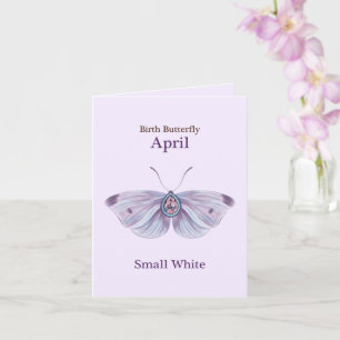 Tarjeta Arte de mariposa de diamante blanco pequeño púrpur