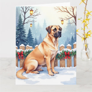 Tarjeta Arte de Navidad de Bullmastiff Bosque Invernal Ace