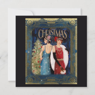 Tarjeta Arte de Navidad de damas de los años 30